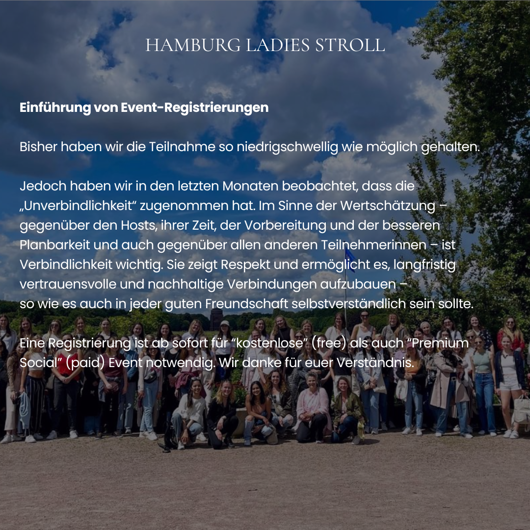 Ladies Stroll: Sonntag, 9. November 12:00 Uhr Heilwigpark